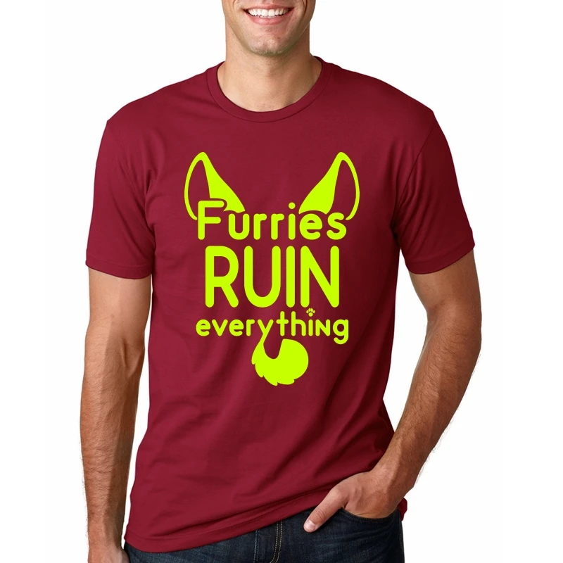 Furries Ruin Everything креативная индивидуальная Мужская футболка с буквенным принтом хлопковая Повседневная футболка с коротким рукавом - Цвет: REDXQ10844