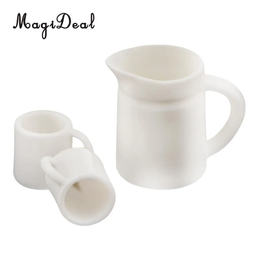 MagiDeal 1:12 Dolls House Miniature Tea Coffee Cups & Pot Set for Dollhouse Kitchen Restaurant Decor Kids Pretend Role Play Toy