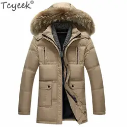 Tcyeek теплый мужской пуховик 90% белый утиный пух куртки енот меховой воротник парки верхняя одежда Casaco Masculino Inverno CJ294
