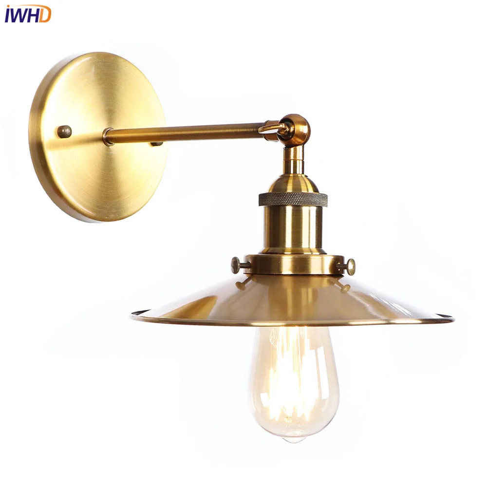 IWHD Golden Antique Vintage LED Wall Lamp Beside Living Room Edison Loft ndustrial Wall Lights Sconce Wandlampen Lampara Pared