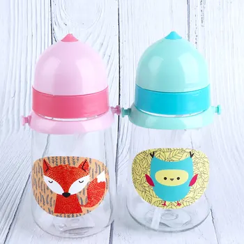

1PC Portable Kids Animal Pattern Design Feeding Bottles Infant Drinking Training Cup Baby Portable Rope Straw Drinking Cup