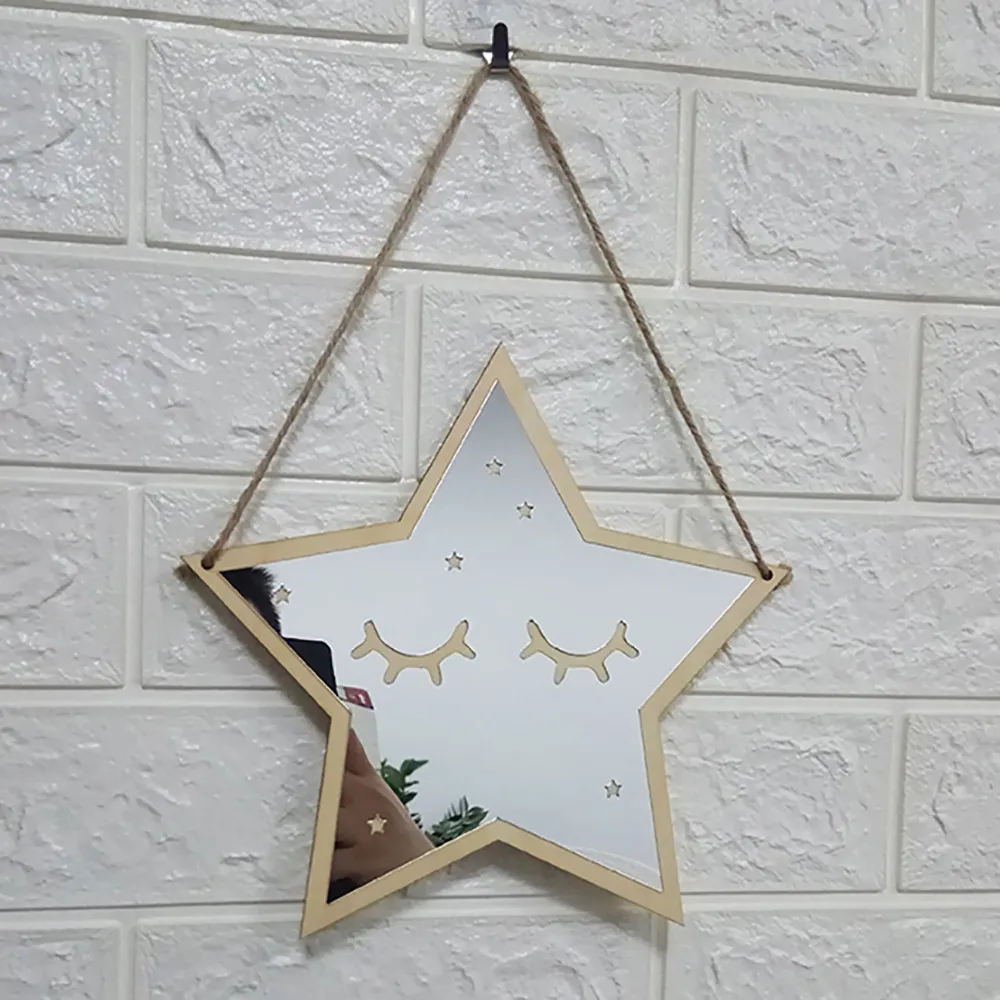 Decoración de pared con espejo decorativo de dibujos animados para niños, cuarto de baño, cuarto de bebé, conejo, estrella, madera, Acrílico Decoración de pared con espejo decorativo de dibujos animados para niños, cuarto de baño, cuarto de bebé, conejo, estrella, madera, Acrílico