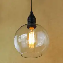 Lámparas colgantes clásicas europeas de hierro blanco lámpara colgante de campana de cristal con bombilla de luz de Edison luces de cocina luces de armario