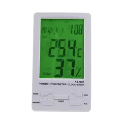 KT-908 цифровой ЖК-дисплей термометр гигрометр электронные Температура измеритель влажности с будильником и Календари для внутреннего