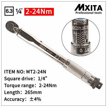 

Mxita 1/4" 2-24N Adjustable Torque Wrench Bike Repair Tool Torque Spanner Tool