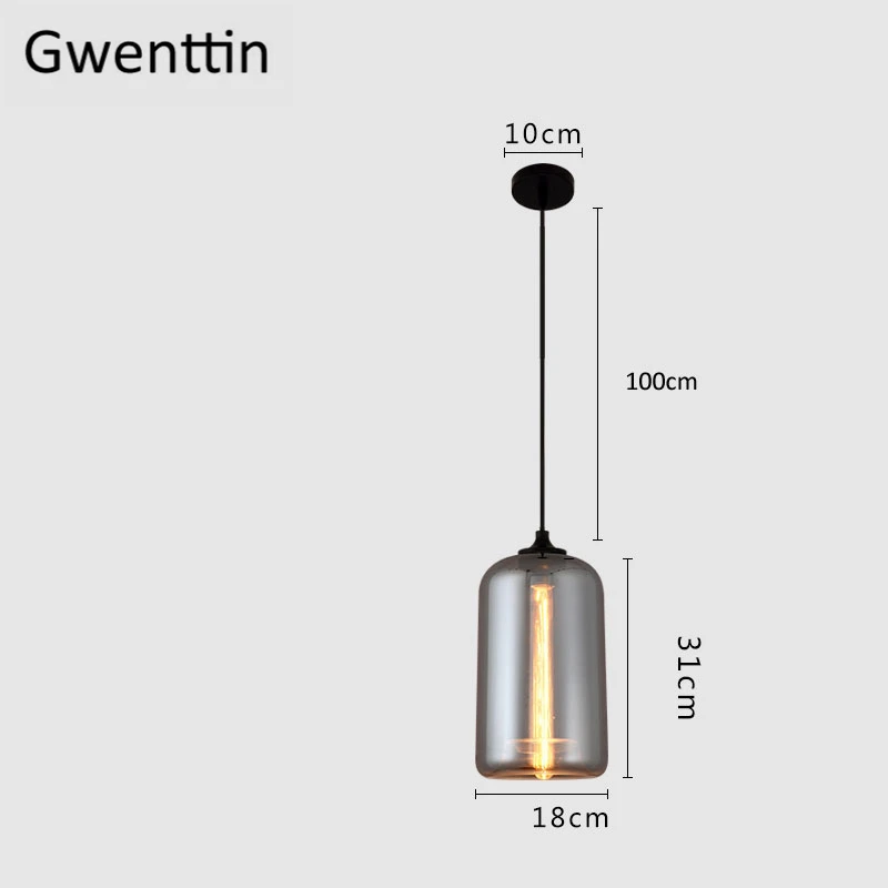 Современный дымчатый серый стеклянный подвесной светильник для гостиной, скандинавский светодиодный подвесной светильник, промышленный подвесной светильник для домашнего декора E27