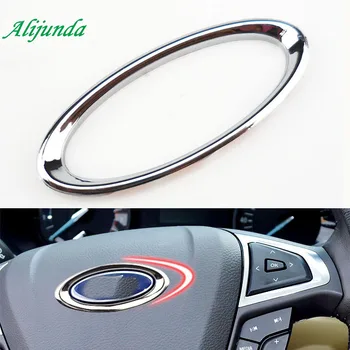 

High quality steering wheel ABS Chrome trim cover logo ring For Ford Focus 2 3 Fiesta Ecosport Kuga auto accessories