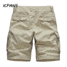 ICPANS повседневные мужские шорты печати брюки карго одежда Карманы Лето повседневные штаны с принтом летние мужские короткие штаны хлопок
