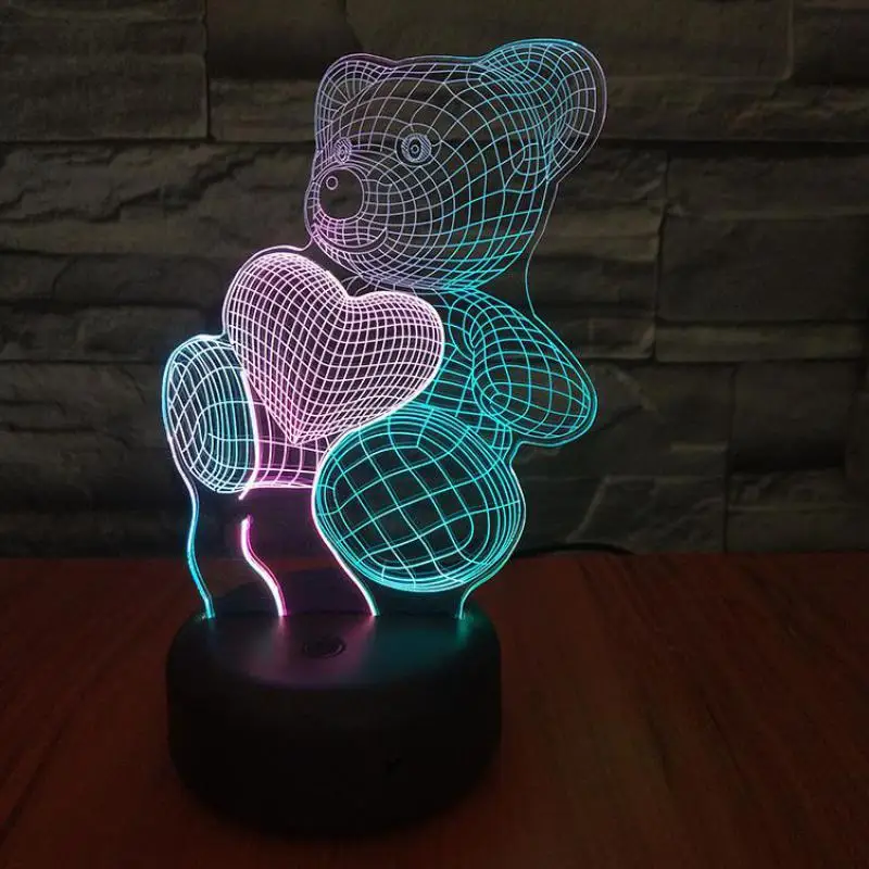 

Care Bear 3d Visual Nightlight Creative Colorful Touch Charging Led Night Light 7 color change Lovely cartoon children's toys