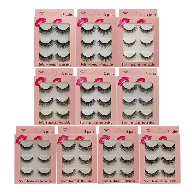 

New 3 pairs false eyelashes make up lash natural mink eyelashes handmade dramatic eye lashes for makeup maquiagem mink cilios