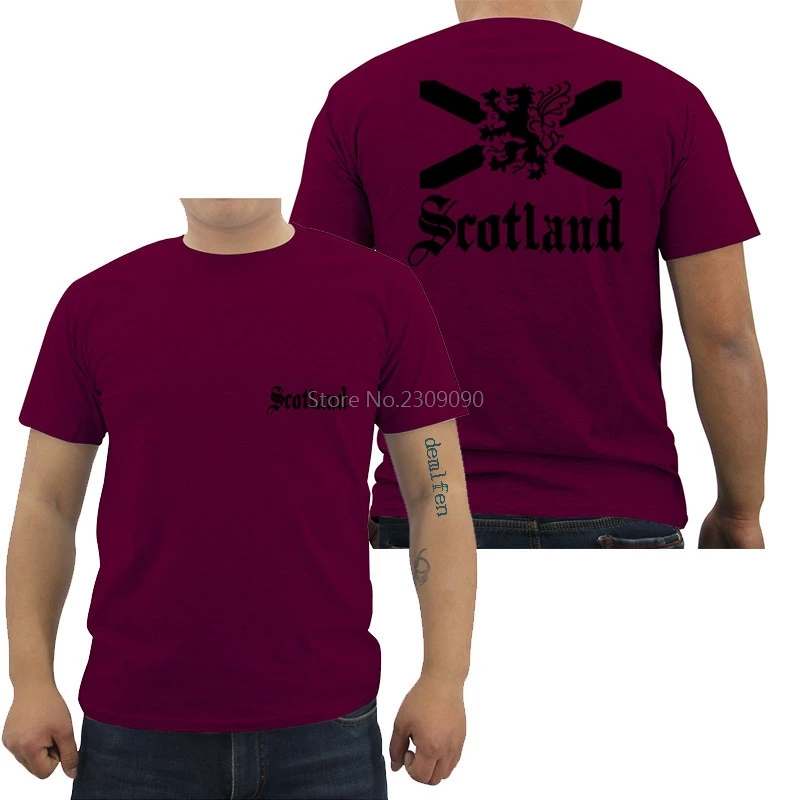 Шотландский Флаг Шотландии Футболка мужская повседневная хлопковая футболка с коротким рукавом Повседневная мужская футболка хип-хоп футболки топы Харадзюку уличная одежда - Цвет: wine