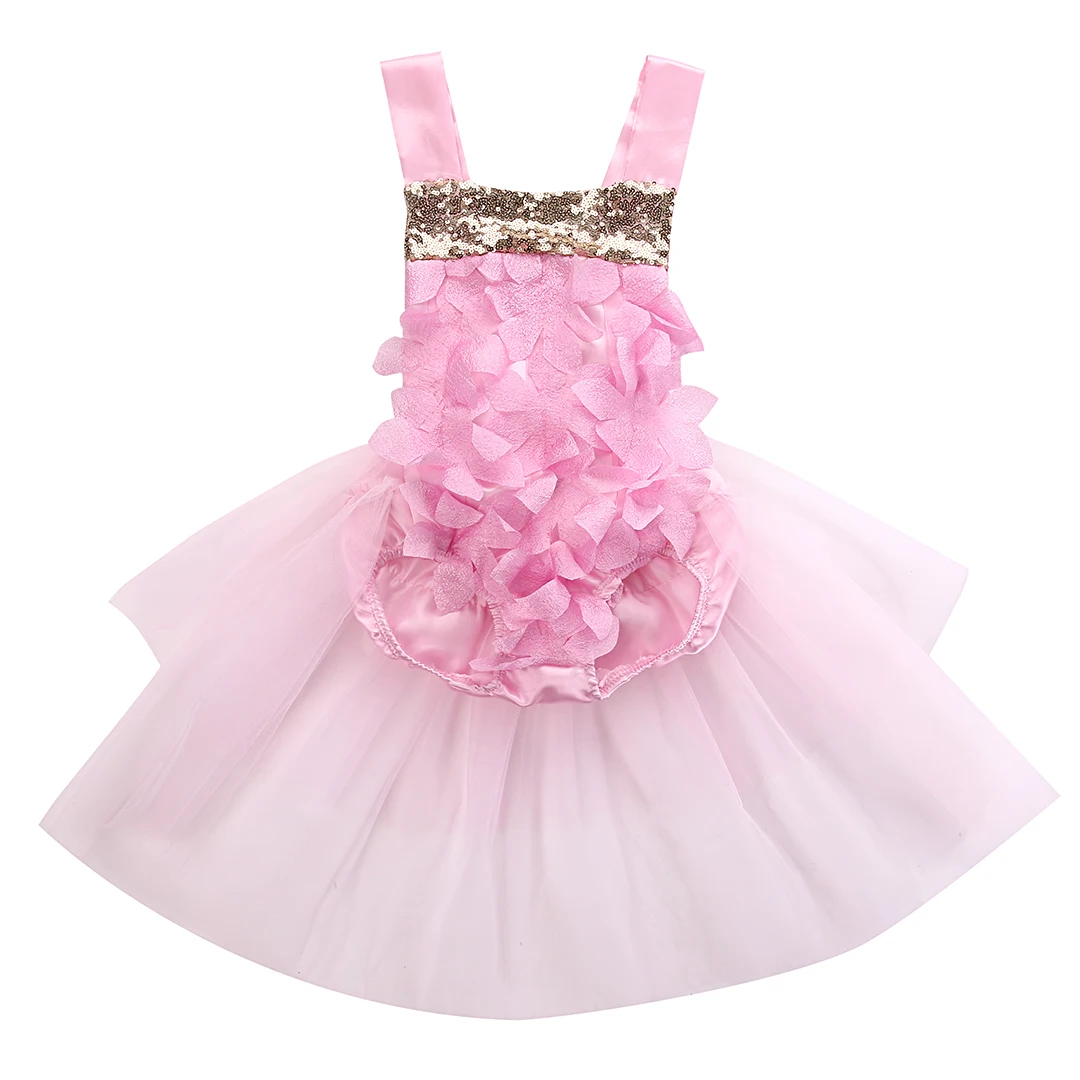 Cute Baby Girls Clothes Infant Toddler Kids Summer Sleeveless Bodysuit Petal Tutu Skirted Bodysuits Little Princess Clothes