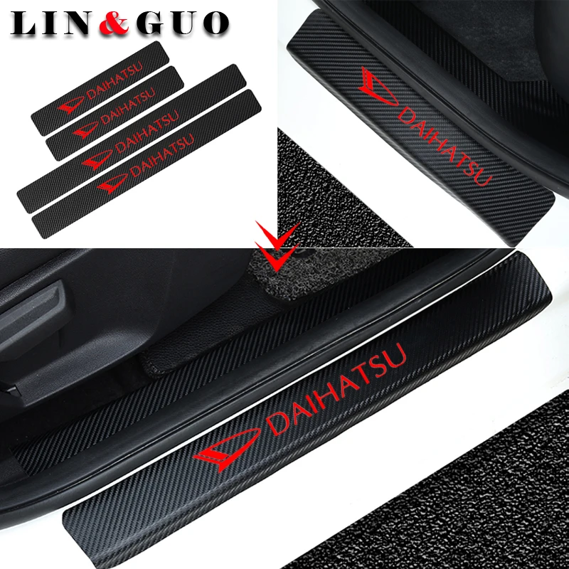 

4pcs Carbon Fiber Door Plate Scuff Protection Sticker fit for Daihatsu D-base D-R PICO Car Door Sill Protector Car Styling
