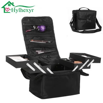 

Women Professional beauty cosmetics case large multilayer slat organizer makeup tattoos nail tool art bag jewelry cosmetics box