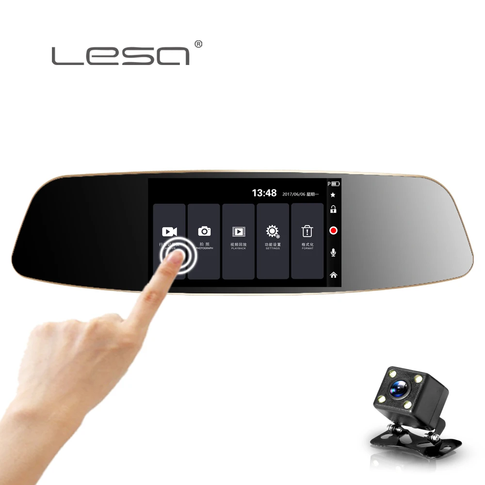 Goedkoop LESA FHD 1080 p Auto DVR Dubbele Lens Auto camera achteruitkijkspiegel Video Recorder Dash Cam Auto Black box nachtzicht G Sensor dvr