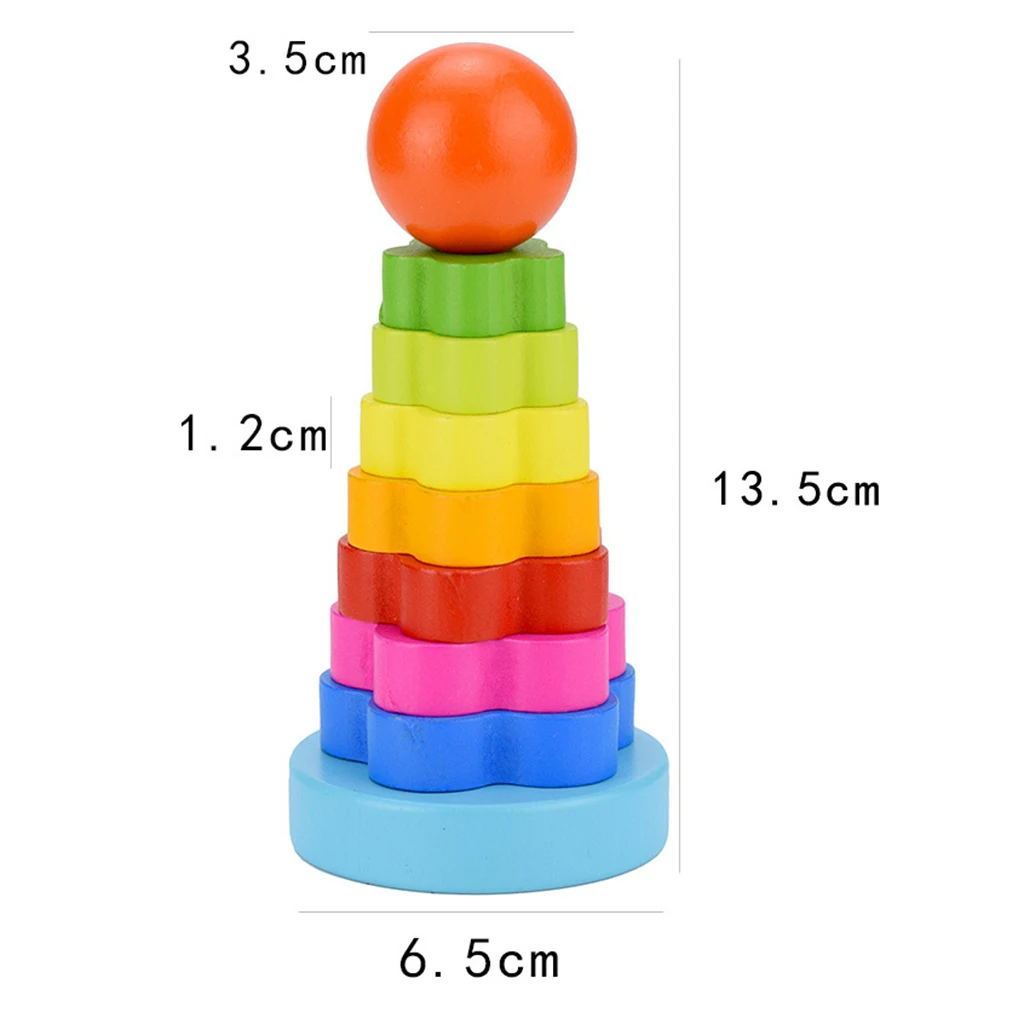 Wooden Rainbow Rings Stacking Tower for Kids, Early Educational Toys for Baby Girls Toddlers Boys Baby Toys
