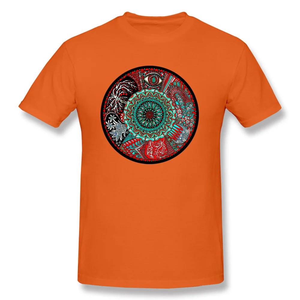 Printed Short Sleeve Tops Shirts NEW YEAR DAY Round Collar 100% Cotton Men T-shirts Surreal Dream Printed Tops & Tees Fitted Surreal Dream orange