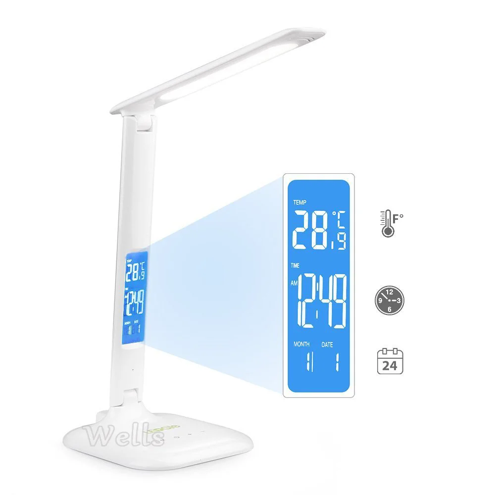 Conduziu a Lâmpada de Mesa com Display Lâmpada de Mesa Lâmpada de Leitura com Calendário Lâmpada de Escritório Portátil Relógio Flexível Moderno Pode Ser Escurecido Led 2 de leitura com calendário relógio flexível lâmpada