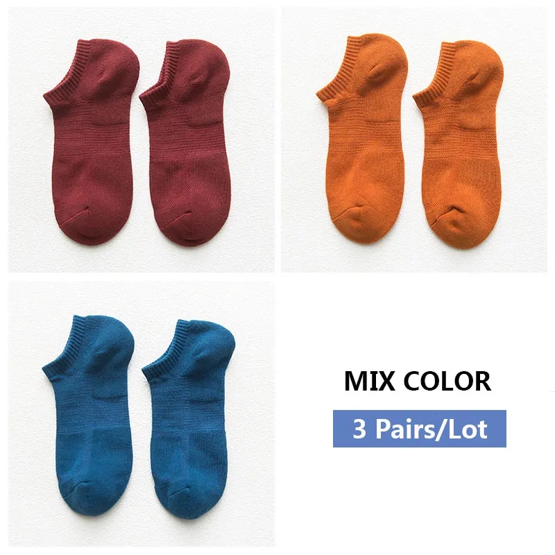 J-BOX, 3 пары/партия, мужские хлопковые носки-башмачки, Осенние трендовые Носки Happy, однотонные, деловые, оригинальные, серия harajuku, толстые носки до щиколотки - Цвет: JBQM09-2