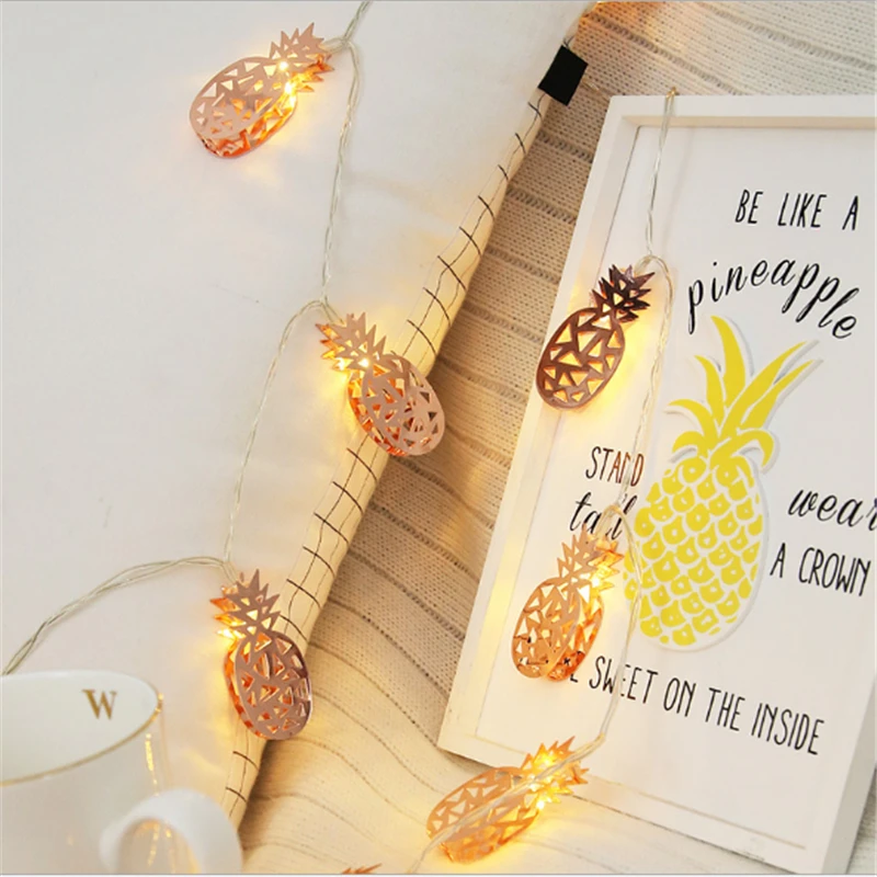 Rose Gold Pineapple LED Lighting Strings Fairy String Light Warm White With AA Battery For Wedding Party Holiday Decoration | Освещение