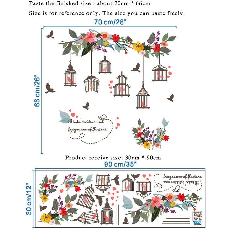 Цветочный виноград клетка для птиц стены стикеры гостиная спальня диван фон росписи обоев съемные наклейки