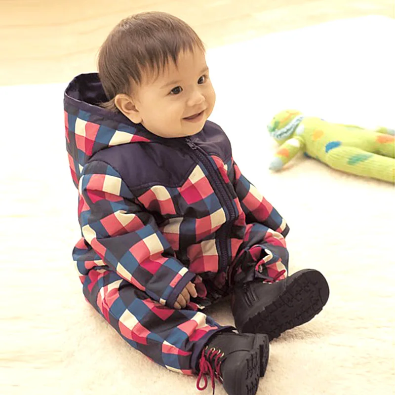 

Fashion Children's Thicken Warm Winter Rompers Hooded Kids' Cotton Outwear Jumpsuits Solid Boys And Girls' Fine Clothings tz70