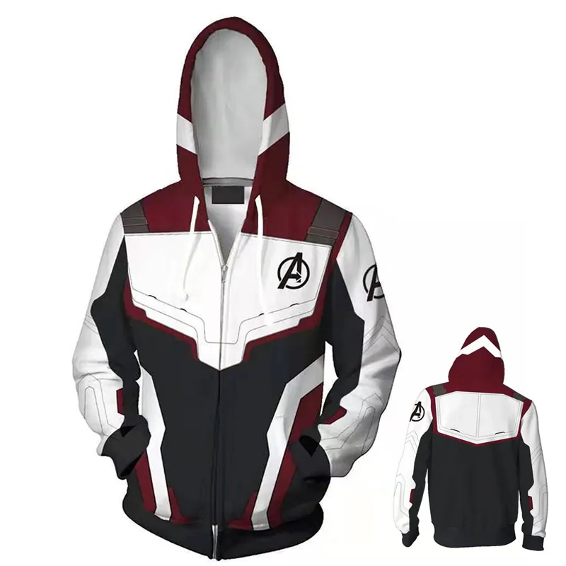 Coshome Avengers Endgame Quantum Realm 3D Print Hoodies Sweatshirt Jacket Superhero Men Coat Costumes Iron Man Cosplay Suit