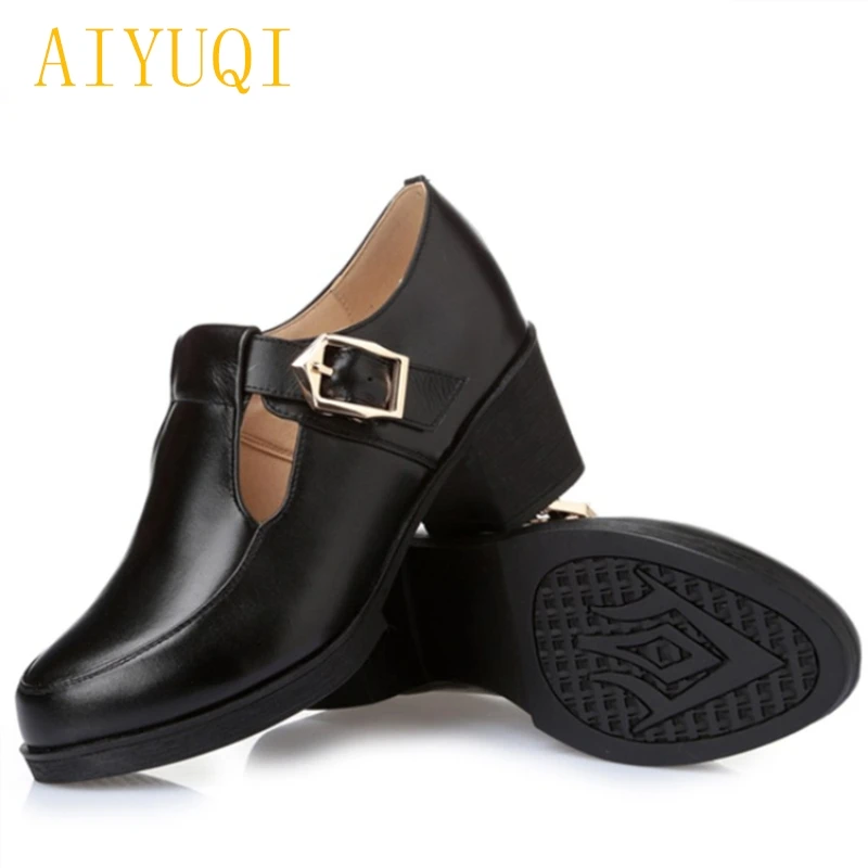 

AIYUQI 2019 spring new genuine leather women shoes shallow mouth casual shoes plus size 41#42#43# mother shoes female
