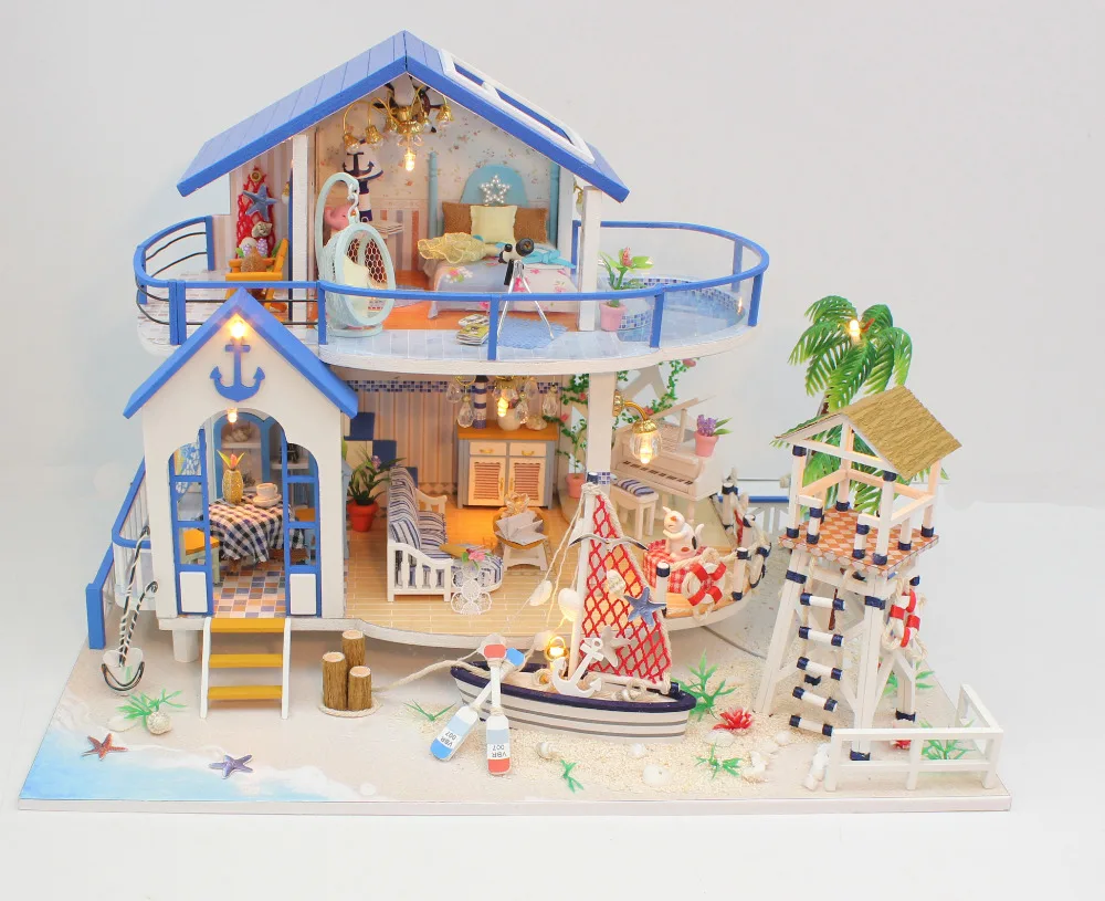 DIY кукольный домик с кукольным домиком, мебель, игрушки для детей, милый дом для семьи, легенда о голубом море, кукольный домик, семейный подарок для девочки