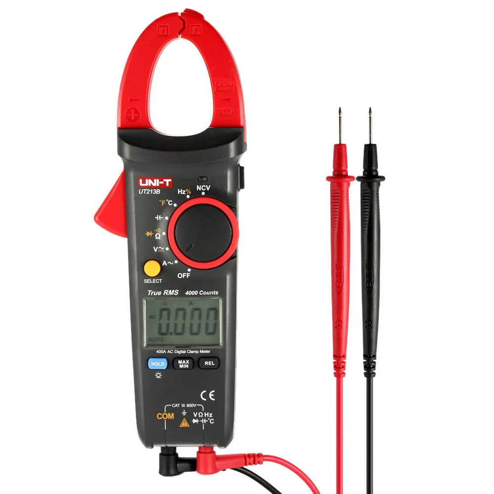 

Digital Clamp Meter Multi-Multimeter AC/DC Current Tongs Voltage Resistance Capacitance Diode Continuity NCV Temperature Tester