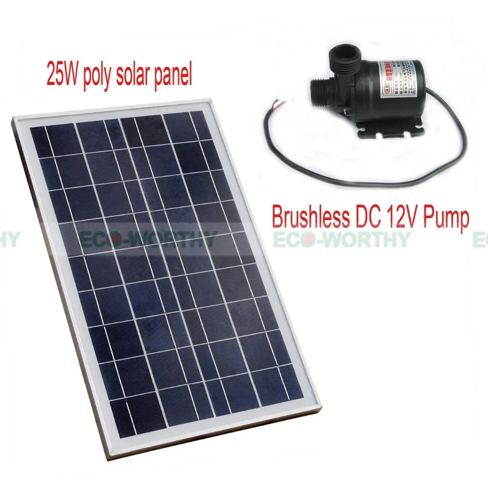 USA Stock 25Watt Poly Solar Panel with Brushless DC12V Pump Hot Water