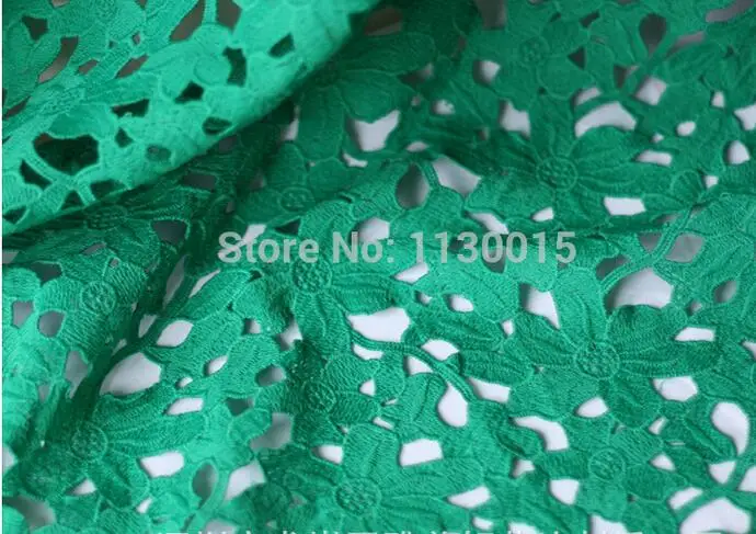 1 ярд лист узор Высокое качество нигерийские Свадебные африканские кружевные ткани самые популярные гипюровые шнур кружевная ткань для вечерних платьев - Цвет: Зеленый
