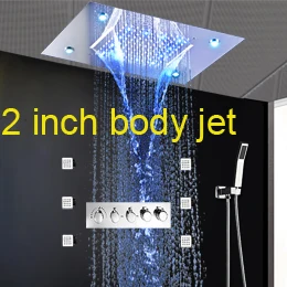 Современный потолочный светодиодный Электрический светодиодный душ с дождевой насадкой, массажная насадка для горячего и холодного душа, набор распылителей для тела - Цвет: with 2 inch body jet