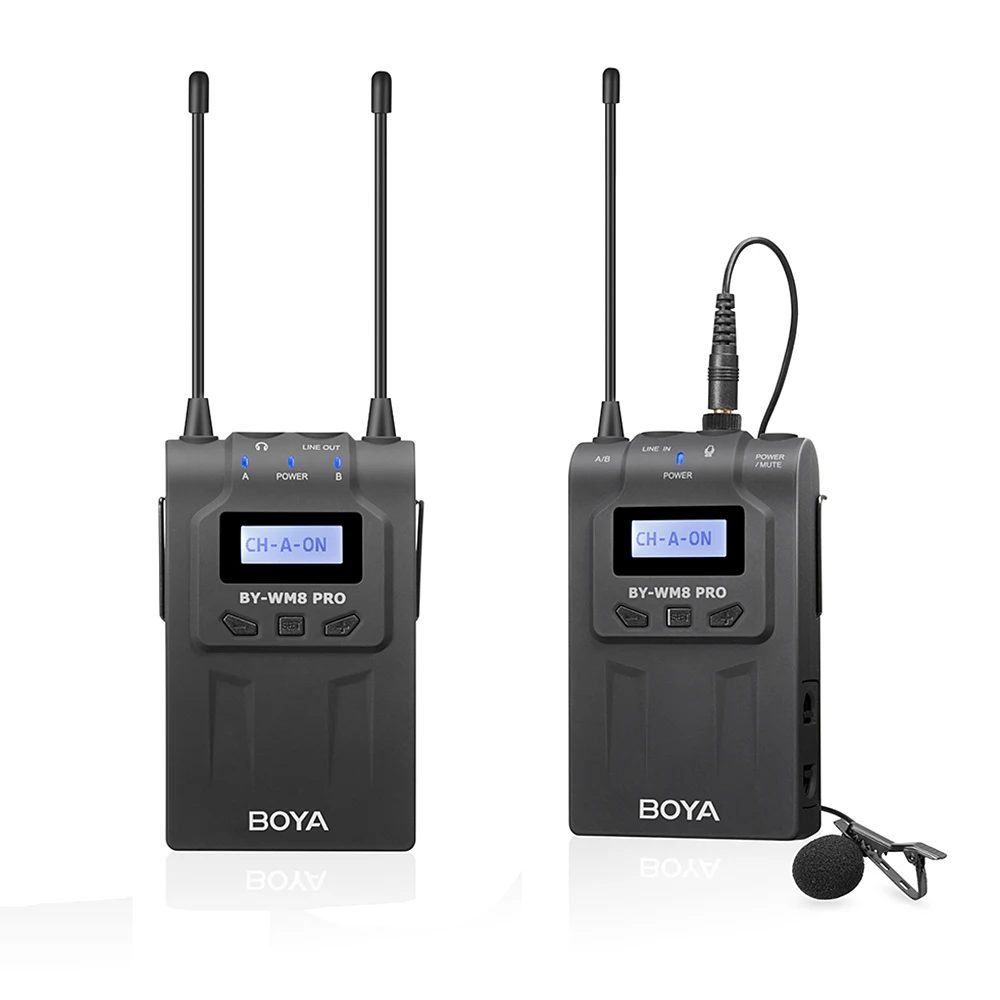 BOYA BY-WM8 Pro-K1 48 каналов UHF беспроводной микрофон системы(1 передатчик+ 1 приемник) для Canon Nikon sony DSLR камер