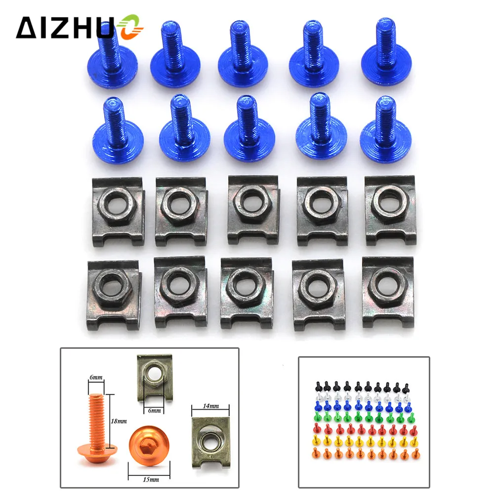 6mm Motorcycle Fairing Bolts Spire Speed Fastener Clips Screw Spring Nuts for YAMAHA MT-07 MT-09 FZ9 FZ-09 SR/FZ9 TMAX 500 | Автомобили и