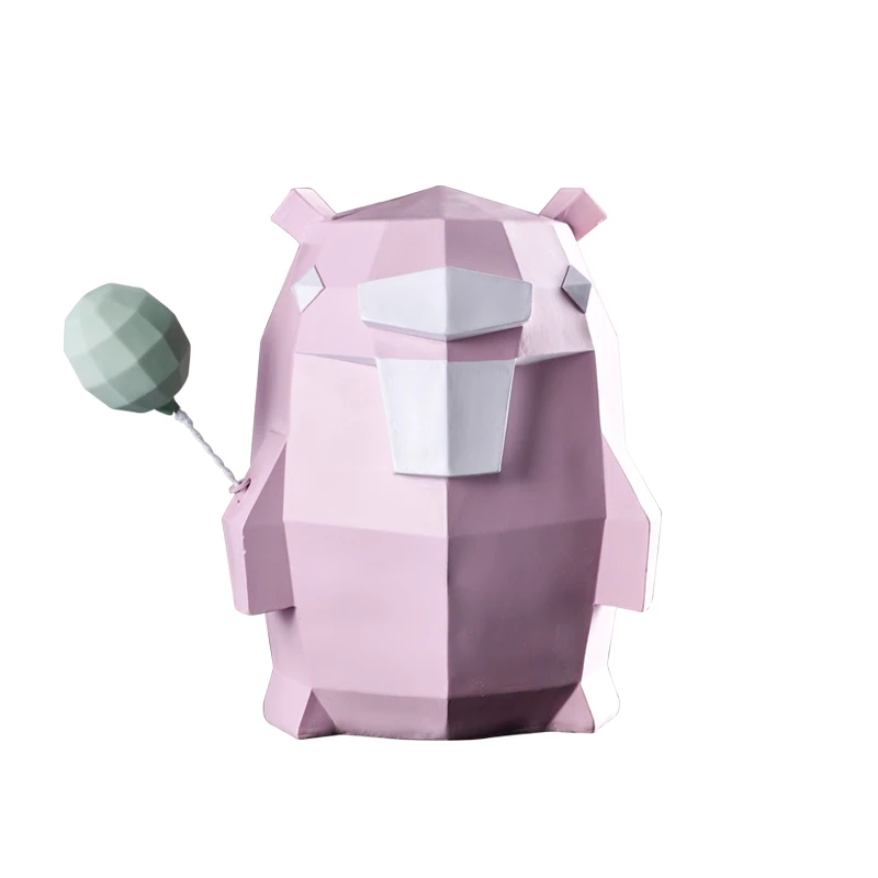  Nordic Modern Geometry Bear Savings Pot Children's Bedroom Desktop Piggy Bank Figurine Display Resi - 33051522043