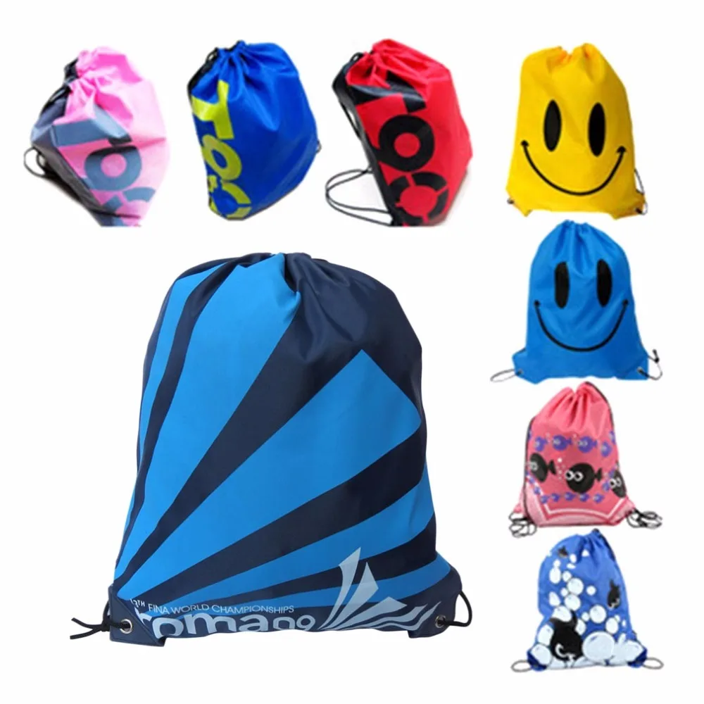Drop shipping Double Layer font b Drawstring b font Gym Waterproof Backpacks Swimming Sports Beach font