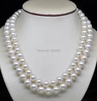

Natural Double Strand AAA+ 7-8MM WHITE PEARL NECKLACE WITH ROSE CLASP