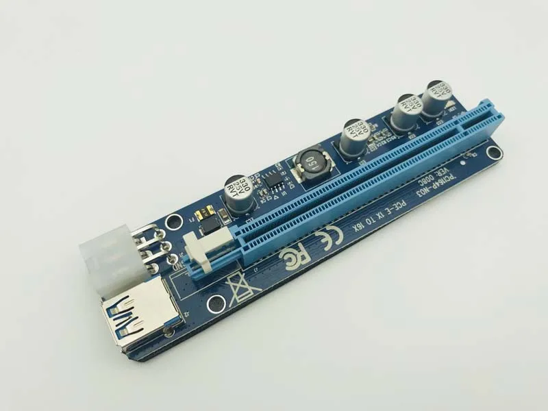 100 шт. VER 008C Upgrade Edition USB3.0 PCI Express Riser Card 1x до 16x удлинитель 6Pin кабель питания для BTC Miner