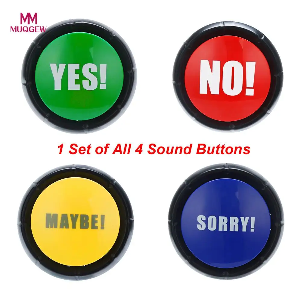 

4Pcs 1Set YES NO MAYBE SORRY Button Gag Sound Button Toy Prank Event Party Tool Childred's Toys & Hobbies