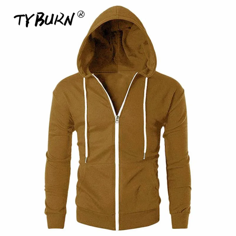 TYBURN хип хоп свитшот на молнии с капюшоном Мужские 2019 весенние повседневные