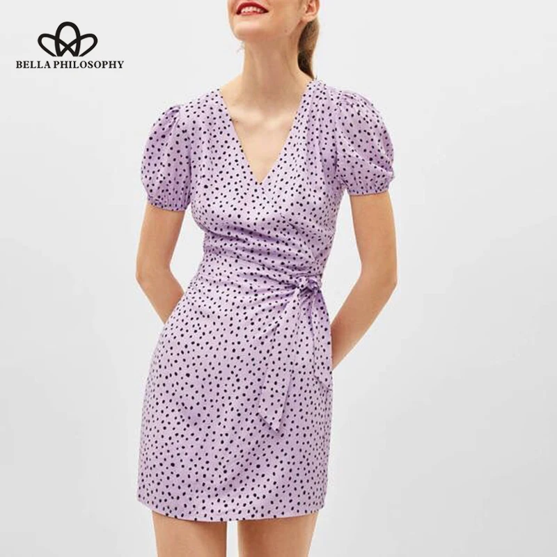 

Heydress Women Summer Franch Style Mini Dress Vintage Polka Dot Female Lace-Up Dress Casual Holiday Lady Sweet Dress Vestidos