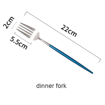 dinner fork Столовый нож из нержавеющей стали синего золота, вилка, палочки для еды, синие серебряные столовые приборы - Цвет: dinner fork