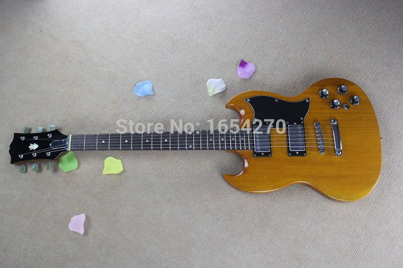 

Top Hot Selling SG400 Yellow 6 Strings natural Wood Electric Guitar Free Shipping Wholesale .