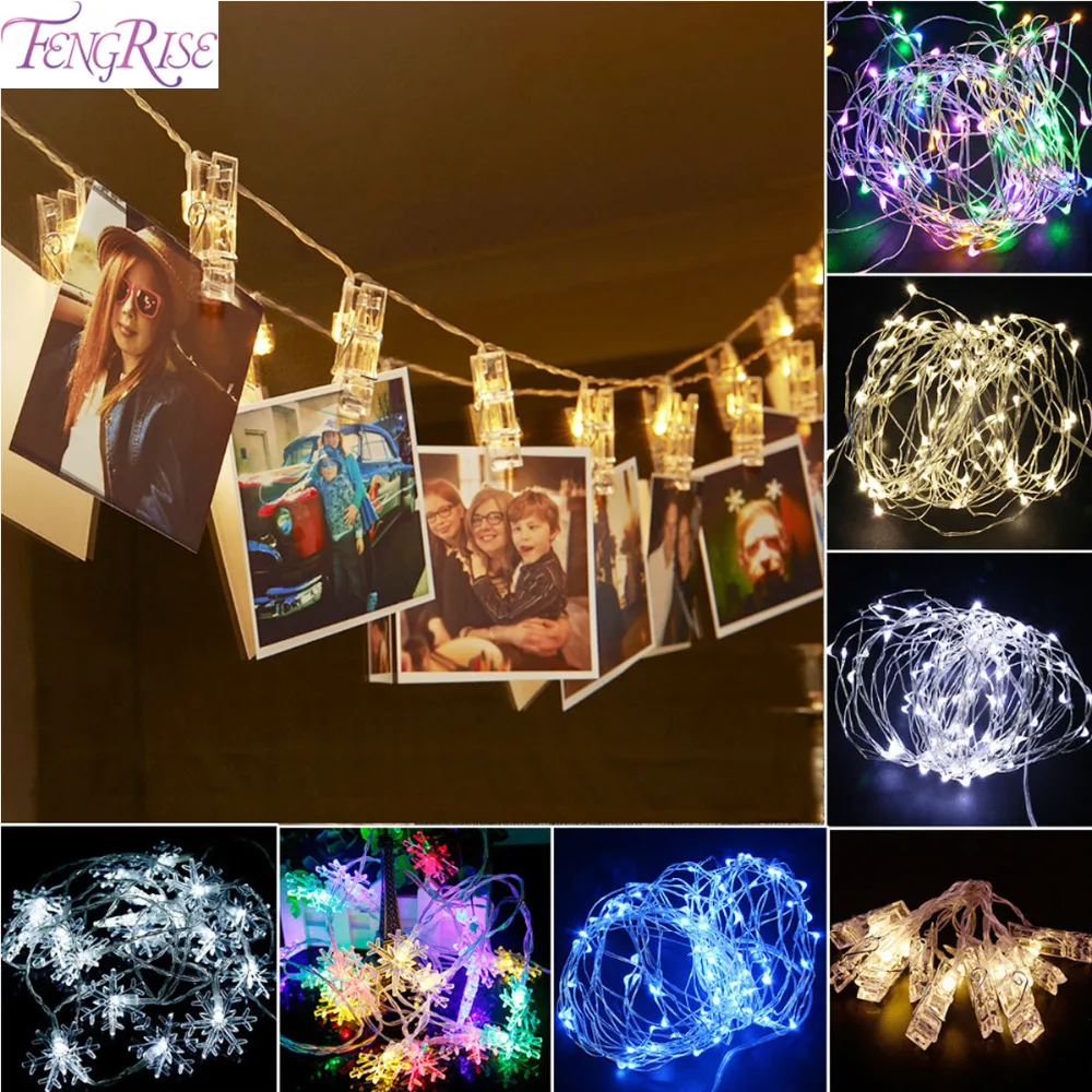

FENGRISE LED Lights Copper Wire Fairy Strings Wedding Lights 5W 2M 5M Festive Lantern Wedding Decoration Event Party Supplies