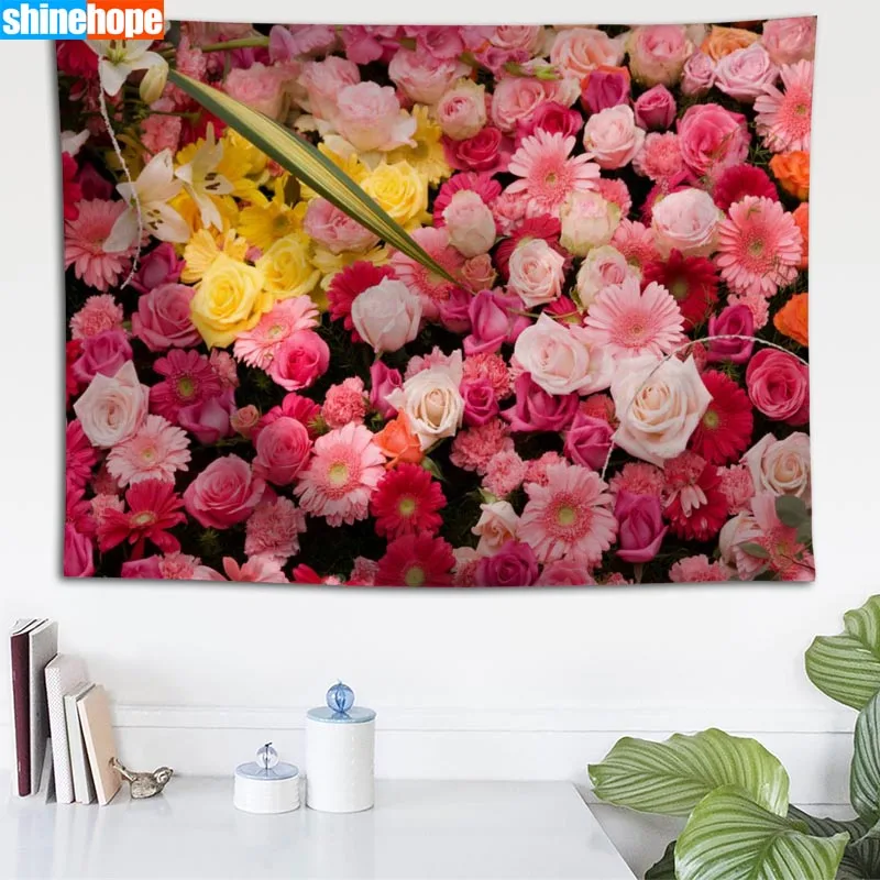 Gerbera цветы на заказ гобелен настенный гобелен Настенное подвесное одеяло спальня фермерский дом Декор богемное украшение дома - Цвет: Tapestry 23