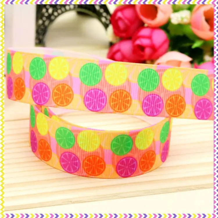 New 7/8'' Free shipping fruits printed grosgrain ribbon hair bow