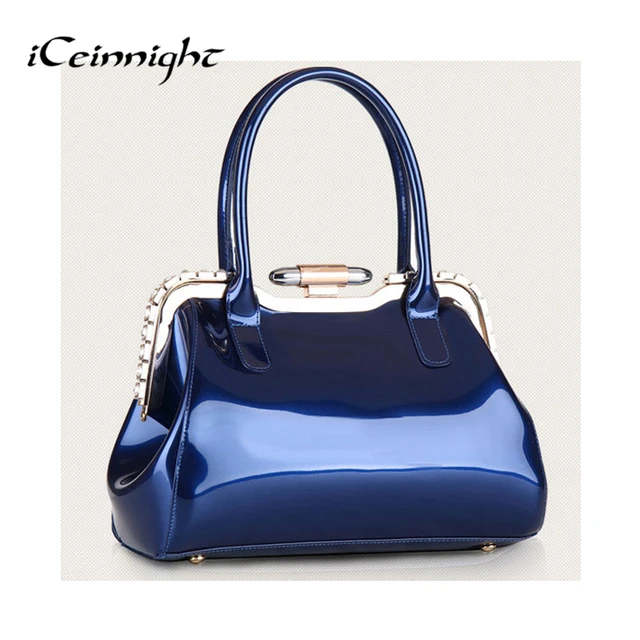 Iceinnight Women S Bags Las Handbags Elegant Bag Candy Color Blue Iceinnight Women S Bags Las Handbags Elegant Bag Candy Color Blue Patent Leather Handbag Diamond Solid Party