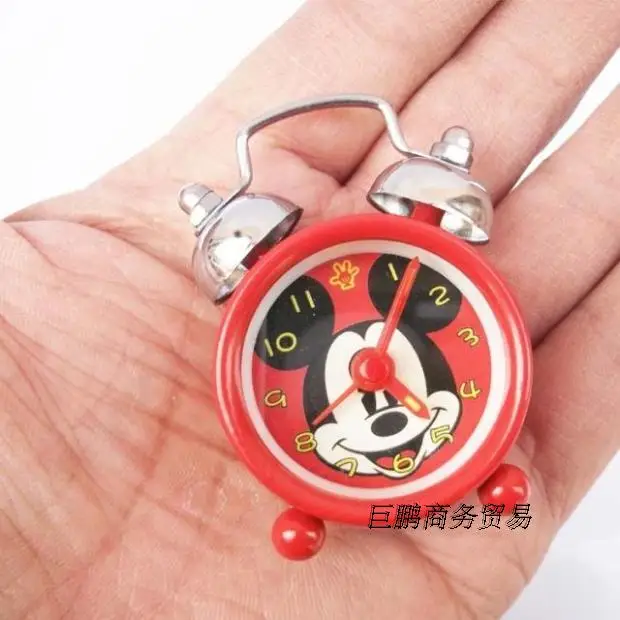 Lovely small quartz clock 202 Mini cartoon alarm button batteries get up lazy students watch table |