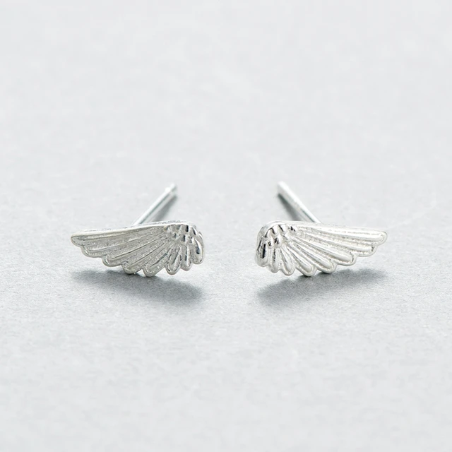 New 925 Sterling Silver Angel Wings Earrings Stud Fresh New 925 Sterling Silver Angel Wings Earrings Stud Fresh And Original Brushed Temperament